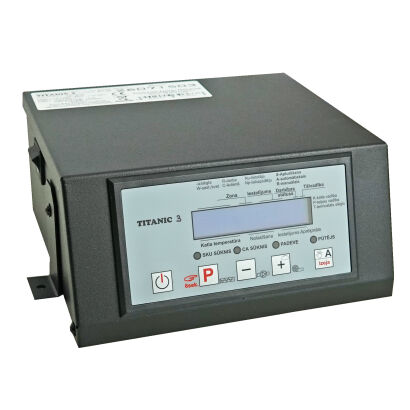 Temperature regulator, controller for boiler with feeder TITANIC 1S silver Latvian menu version