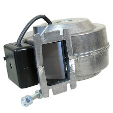 Dmuchawa do kotła z podajnikiem wentylator DM 80 przesłona X klapka na wylocie przewód 2 metry silnik EMC - 2