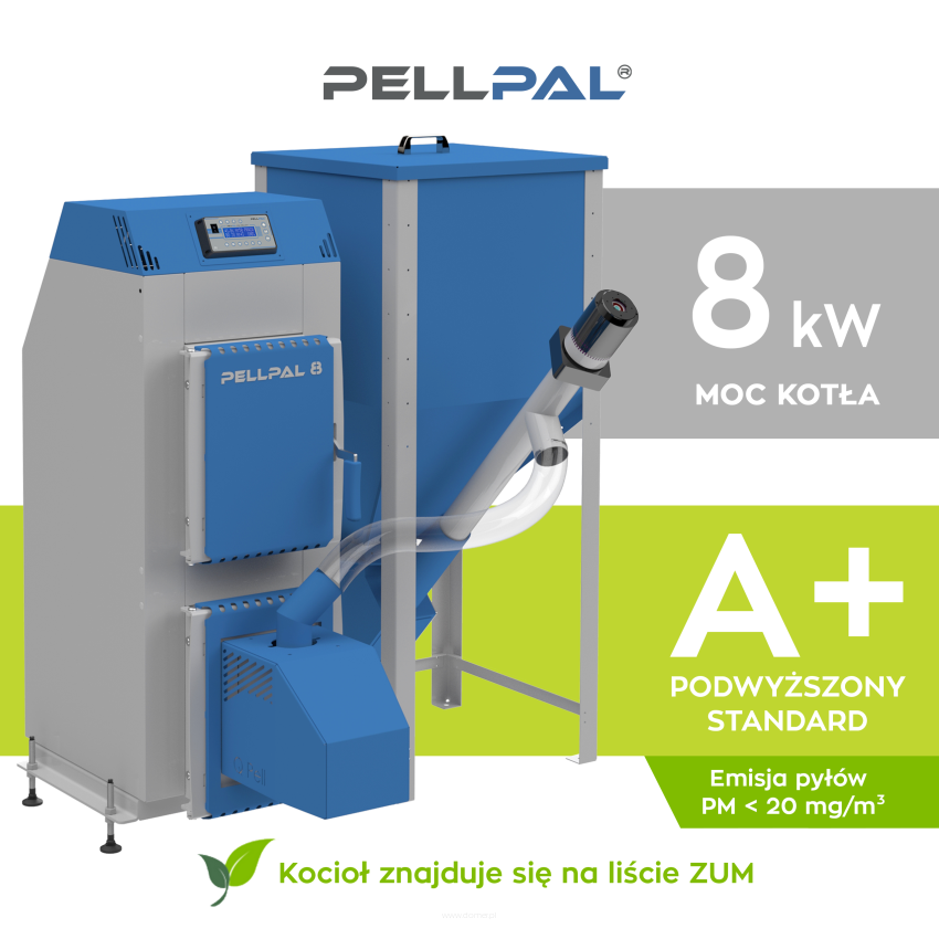 Kocioł na pellet PELLPAL o mocy 8 kW - certyfikaty EcoDesign i 5 Klasa