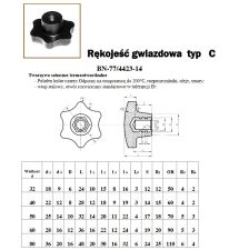 Rękojeść gwiazdkowa z gwintem wewnętrznym C-40 M-6 - 5