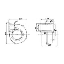 Blower for boiler, RV-05 fan with 2 meter cable - 230 V - 4