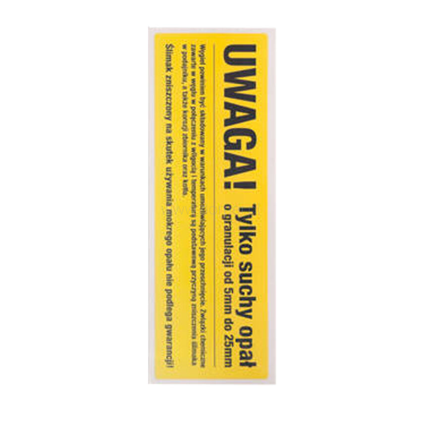 Sticker WARNING DRY FUEL ONLY size 180 x 60 mm