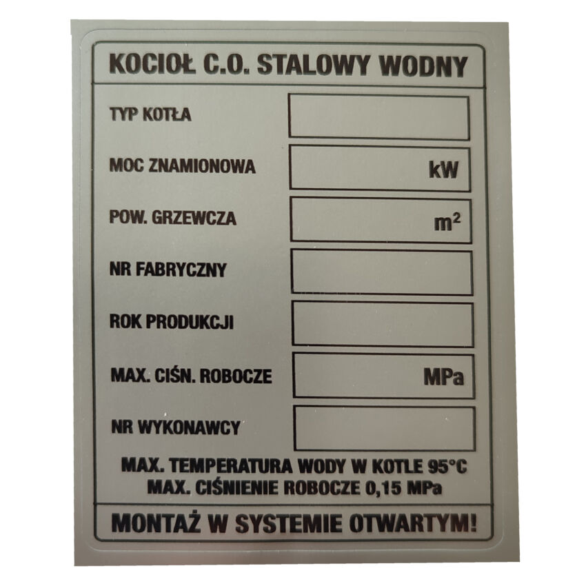 Nameplate sticker size 70 x 90 mm - silver