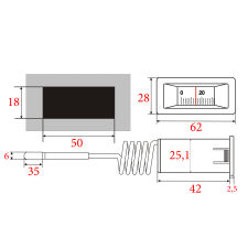 Rectangular thermometer for central heating boiler with capillary - white shield - 6