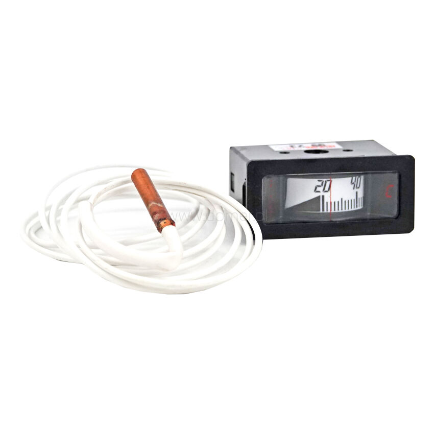 Rectangular thermometer for central heating boiler with capillary - white shield