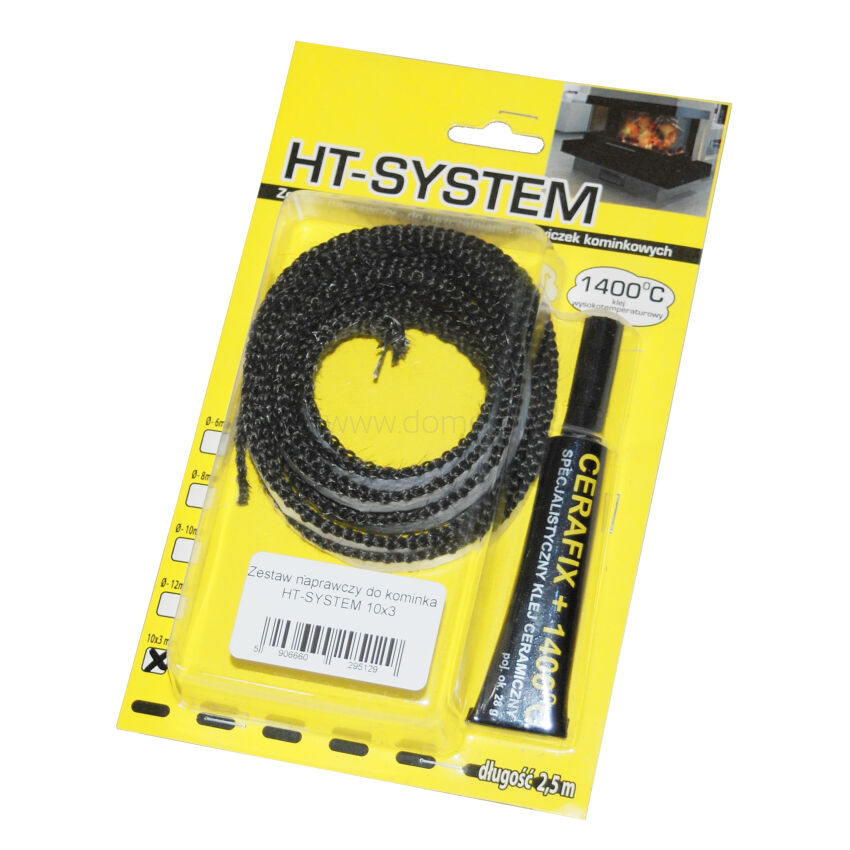 Zestaw naprawczy do kominka HT-SYSTEM 10 x 3 mm klej wysokotemperaturowy i taśma kominkowa