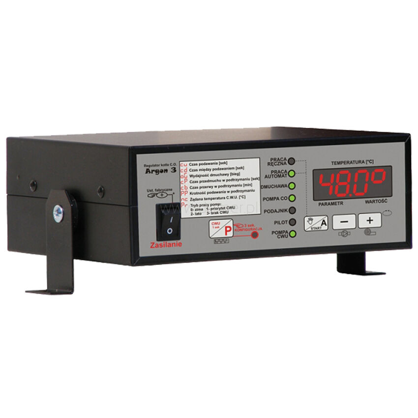 ARGON 3 controller temperature regulator for boiler furnace with feeder - metal housing