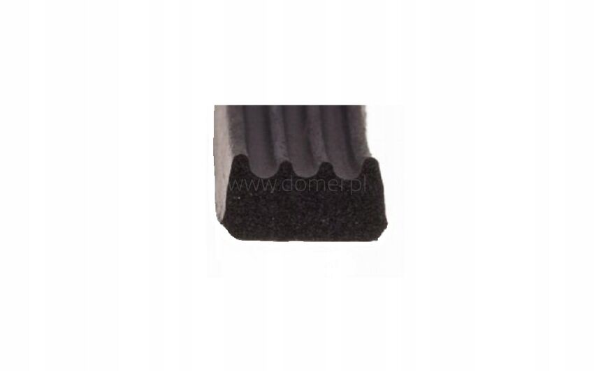 Self-adhesive grooved black rubber gasket length 50 m roll
