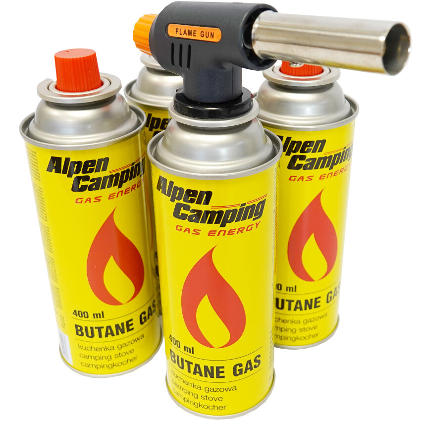 Gasbrenner Pistole Lötkolben plus 4 x Gaskartusche 400 ml