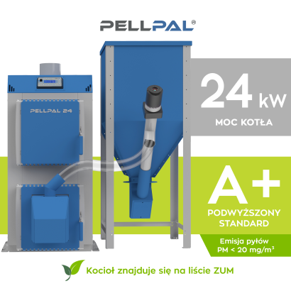 Kocioł na pellet PELLPAL o mocy 24 kW - certyfikaty EcoDesign i 5 Klasa