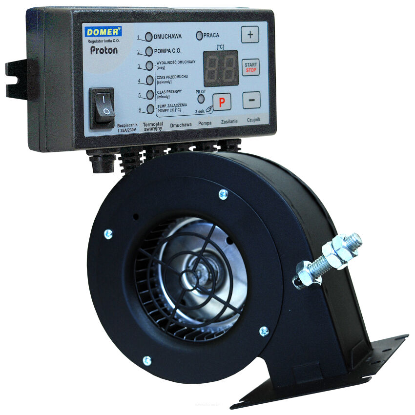 Regulátor pro kotel na pevná paliva PROTON a ventilátor RV-14R sada pro pec