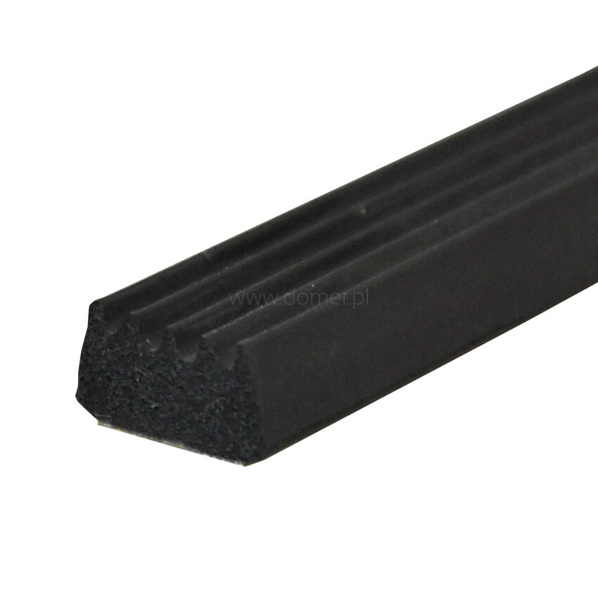 Self-adhesive grooved rubber gasket black length 1 meter