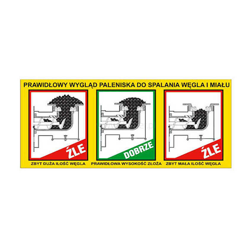 Sticker CORRECT APPEARANCE OF THE FIREBOX size 180 x 60 mm
