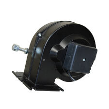 Dmuchawa do kotła, wentylator DM 120 czarna z klapką na wylocie przewód 0,7 m silnik EMC - 2