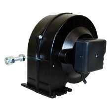 Dmuchawa do podajnika wentylator kotła pieca DM 80 malowana obudowa, przesłona X, klapka, kondensator 2,5uF - 2