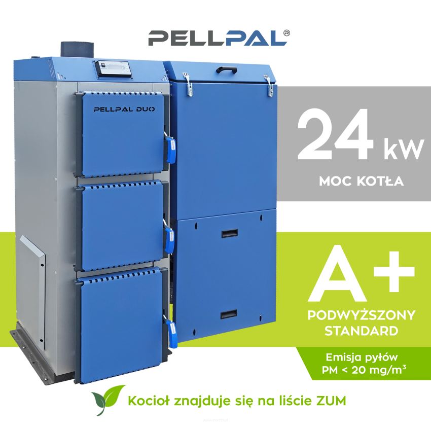 Kocioł na pellet PELLPAL DUO o mocy 24 kW - certyfikat 5 Klasa EcoDesign