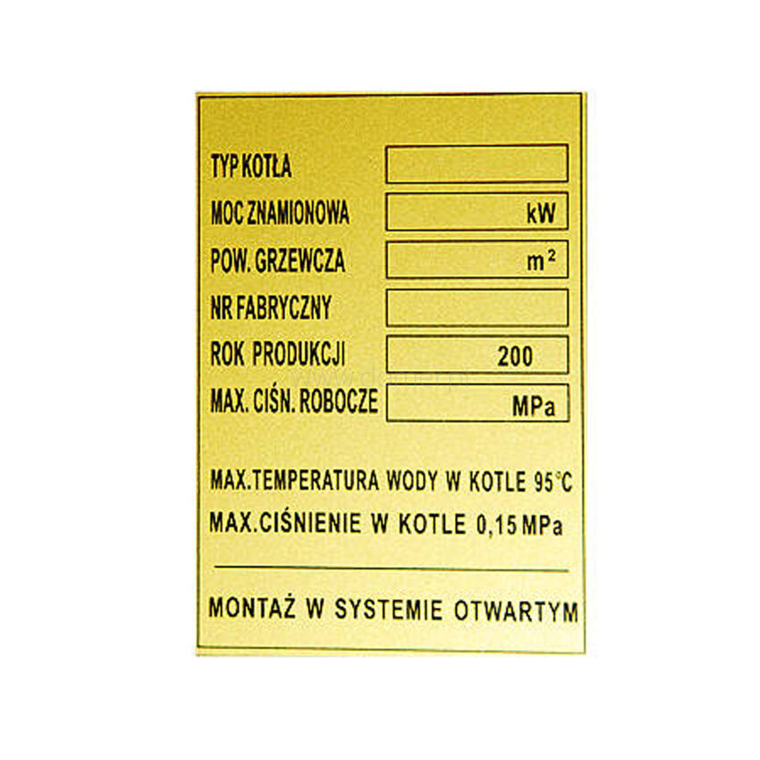 Boiler nameplate sticker - silver with logo