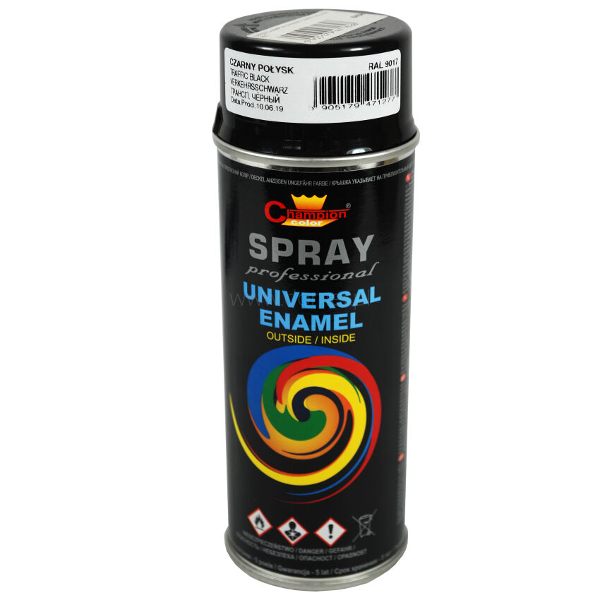 Farba Champion Univer čierny lesk (RAL 9017) sprej