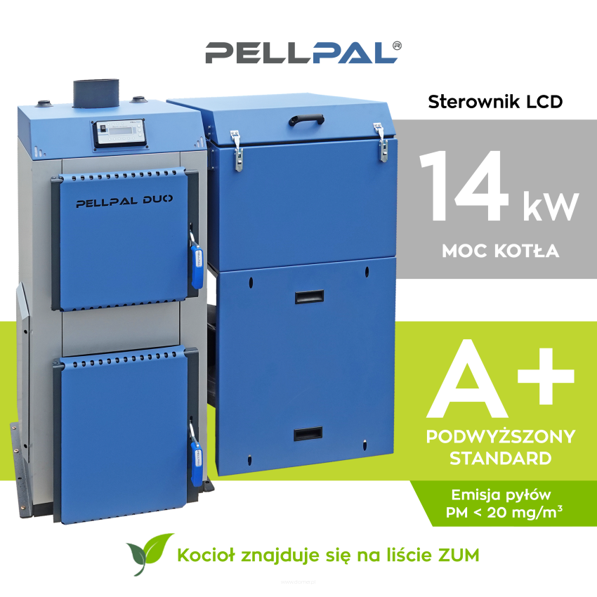 Kocioł na pellet PELLPAL DUO o mocy 14 kW sterownik dotykowy LCD - certyfikat 5 Klasa EcoDesign