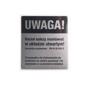 Naklejka UWAGA rozmiar 70 x 80 mm - srebrna