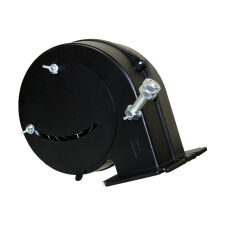 Dmuchawa do kotła, wentylator DM 120 czarna z przesłoną O klapka na wylocie przewód 2 m silnik EMC - 2