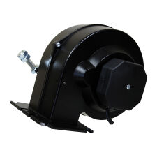 Dmuchawa do kotła, wentylator DM 120 czarna z przesłoną O klapka na wylocie przewód 2 m silnik EMC - 3