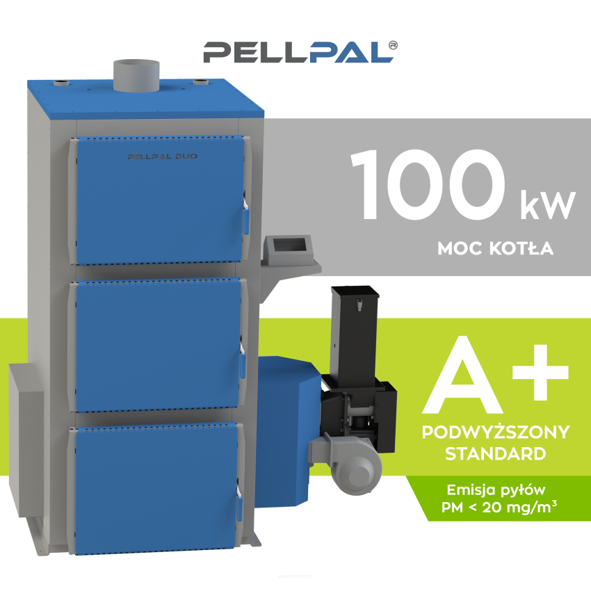 Kocioł na pellet PELLPAL DUO o mocy 100 kW - certyfikat 5 Klasa EcoDesign
