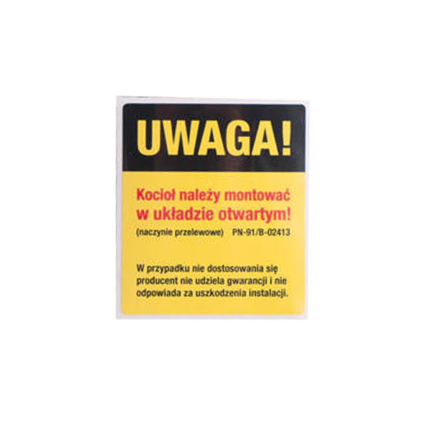 Sticker WARNING size 70 x 80 mm - yellow